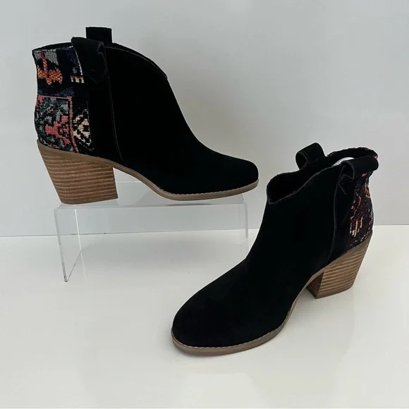 TOMS Constance Western Embroidered Bootie in Black NEW - Picture 4 of 15